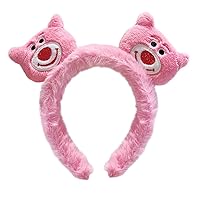 Plush Bear Ears Headband, for Cartoon Costume Cosplay Party, Spa Face Wash Ears Head Band, Hair Accessories for Women Girls Kids (Pink, Cute Soft); CMX-F