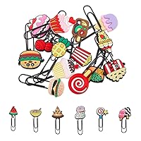 SUPERFINDINGS 30 Style Food Theme Bookmark with Paperclip Cute PVC Bookmark Cartoon Bulk Bookmark Colorful Candy Paperclip Ice Cream Bookmark for School Students Office Document Organizing