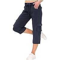 Womens Capris with Pockets Loose Fit Casual Capri Pants Dressy Lightweight Ladies Cropped Cargo Pants for Hiking