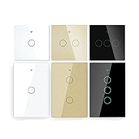 WiFi Light Touch Switch LED Wall Switches Smart-Life/Tuya APP Remote Control Voice Control 1/2/3 Gang EU US Gold #2-Gang#US N and L Wire