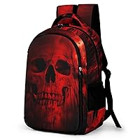 Halloween Human Skull Laptop Backpack Durable Computer Shoulder Bag Business Work Bag Camping Travel Daypack