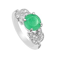 925 Sterling Silver Natural Green 8 MM Round Cut Emerald Solitaire Ring May Birthstone Emerald Jewelry Proposal Ring Birthday Gift For Wife
