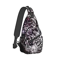 Sling Bag for Women Men Crossbody Bag Small Sling Backpack Purple Moon Chest Bag Hiking Daypack