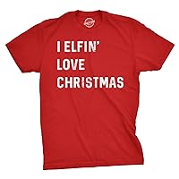 Mens I Elfin Love Christmas T Shirt Funny Sarcastic Holiday Tee Cool Xmas Humor