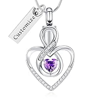 Infinity Heart Urn Necklace for Women Cremation Jewelry Birthstone Pendant Necklace Memorial Keepsake Jewelry Urn Gift for Women
