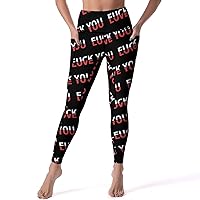 Fuck-Love You Casual Yoga Pants with Pockets High Waist Lounge Workout Leggings for Women