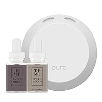 Pura Smart Fragrance Bundle - Pura V4 Diffuser with The Met Fragrances - Bedrooms & Living Rooms - Dual Scent Capability - Room Freshener - Includes Bamboo Forest and Spiced Woods