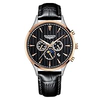 Men Automatic Mechanical Stainless Steel Leather Business Wrist Watch Sapphire Crystal Waterproof Self-Winding Sport Clock Day Date Luminous