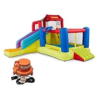 Banzai Climb ’N’ Bounce Bounce House with Slides, Basketball Hoops, Soccer Ball, and Blower