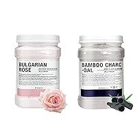 Jelly Mask Hydrating Deep Cleaning Detoxing Healing and Relaxing Premium Modeling Rubber For Facials Professional Set - 2 Treatments (Bamboo Charcoal,Bulgarian Rose)