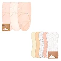 KeaBabies 3-Pack Baby Swaddle Sleep Sacks with Zipper and 5-Pack Organic Burp Cloths for Baby Boys and Girls - Newborn Swaddle Sack - Ultra Absorbent Burping Cloth - Baby Swaddle Sleep Sack 0-3 Months