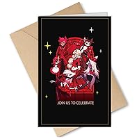 Pack of 5 Hazbi Hotel Birthday Card Alastor Greeting Card Invitation Cards Blank Inside with Envelopes for Boy Girl Kids Friend 8 x 5.3 inch(20x13.5cm) (Happy Party)