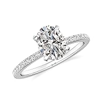 Natural Diamond Oval Solitaire Ring for Women Girls in Sterling Silver / 14K Solid Gold/Platinum