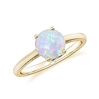 Natural Opal Solitaire Ring for Women Girls in Sterling Silver / 14K Solid Gold/Platinum
