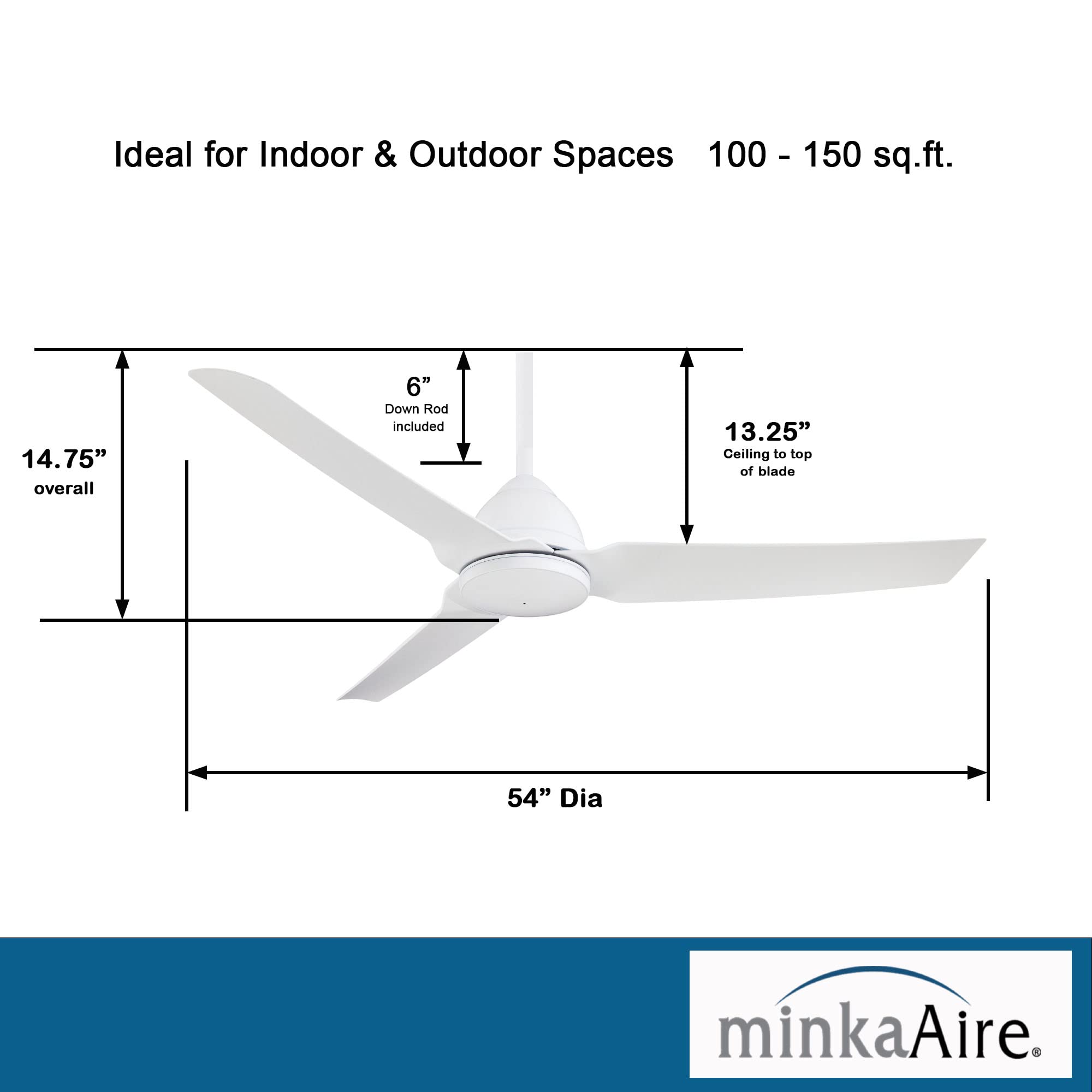 Minka-Aire F753-WHF, Java Flat White 54