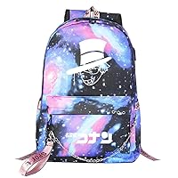 Detective Conan Case Closed Anime 15.6 Inch Laptop Backpack Rucksack Bookbag with Keychain Stainless Steel Chain Blue Galaxy / 1
