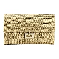 Obosoyo Summer Straw Clutch Purses for Women Boho Woven Beach Bag Envelope Wallet Flap Handbags Cell Phone Evening Purse