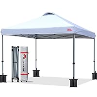 Durable Pop-up Canopy Tent with Roller Bag (10x10, White)