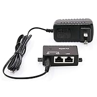 Poe Texas PoE Injector - Single Port Power Over Ethernet Passive PoE Adapter - 10/100/1000 Gigabit Data - Includes 48V 15W Power Supply - Wall Mounting Plug & Play for Home Office, VoIP Phone, WiFi AP