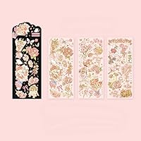 Gold Stamping Stickers Carmeli Series Antique Plants and Flowers with high Beauty Manual Account Materials Collage (Pink)