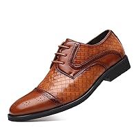 Autumn and Winter Casual Men's Plaid Casual Leather Shoes Fashion Stitching lace up Leather Shoes