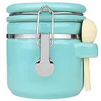 Blue Donuts 25 Oz Ceramic Airtight Jar, Ceramic Airtight Food Storage Containers, Ceramic Kitchen Canisters, 739 ML Jar, Flour Jar with Lid, Airtight Food Storage Containers for Pantry, Turquoise