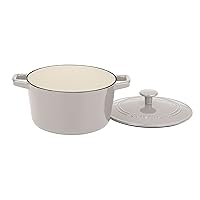 Chef's Classic Enameled Cast Iron 3-Quart Round Covered Casserole, Linen