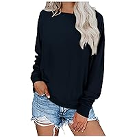 Fall Clothes For Women 2023 Women Casual Solid Pullover Sweatshirts Long Sleeve Sweatshirts Casual Long Sleeve Top