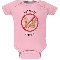 Old Glory Food Allergy Peanuts Kids Light Pink Soft Baby One Piece - 3-6 Months