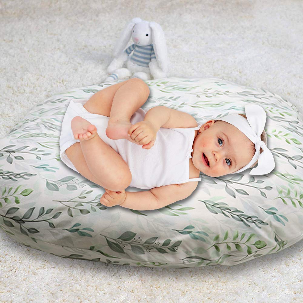 Newborn Lounger Cover Removable Cover Ultra Soft Comfortable Lounger Slipcover Removable Cover for Infant Lounger Pillow (Leaf)