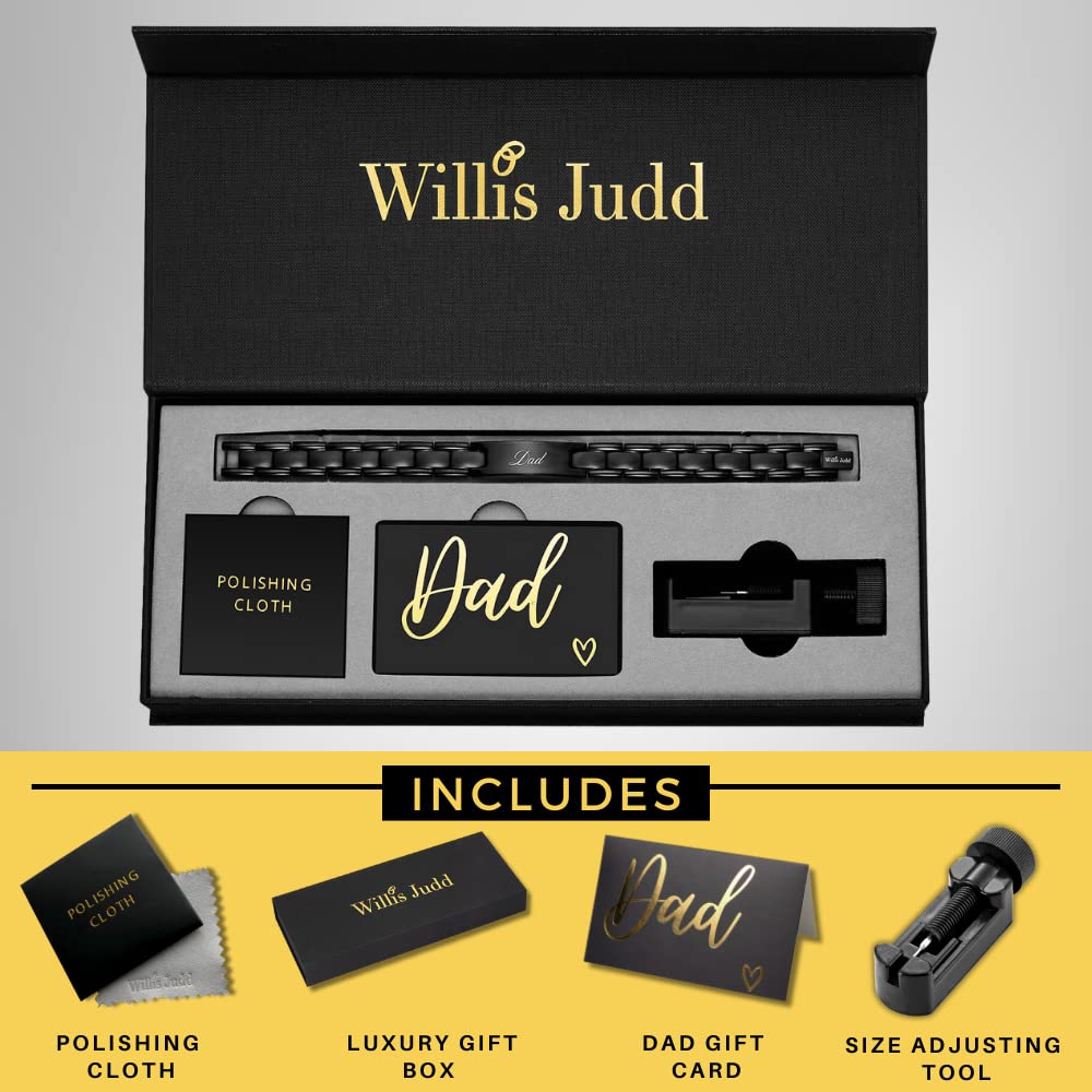 Willis Judd DAD Titanium Bracelet Engraved Best Dad Ever In Gift BoX