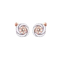 Jewels Gold 0.47 Carat (I-J Color, SI2-I1 Clarity) Natural Diamond Floral Stud Earrings For Women & Girls