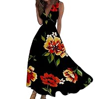 Woman Maxi Dress Casual Sundresses for Women 2024 Spring Summer Elegant Wrap V Neck High Low Formal Dresses for Juniors