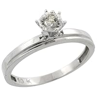 10k White Gold Diamond Engagement Ring, 1/8 inch wide