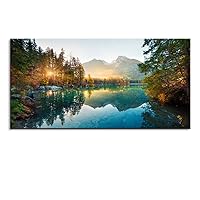 Autumn Lake Large Stretched Canvas Wall Art For Living Room Bedroom Home Decoration,Mordern Morning Sunrise View Print Picture Painting Decor Giclee Artwork,Gallery Wrapped Gift,Inner Frame(30x60)