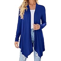 Womens Casual Lightweight with Pocketes Long Sleeve Open Front Cardigan