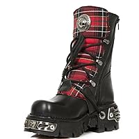 New Rock Womens Boots 391T-S1 Tartan Metallic Black Leather Platform Goth Boot