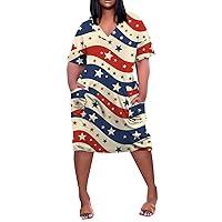 Fourth of July Outfit Women, Summer Outfits for Casual Dresses 4Th Short Sleeve 2024 Womens Clothes Dress, L, 5XL