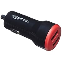 24W Two-Port USB-A Car Charger for Phones (iPhone 15/14/13/12/11/X, Samsung, and more), non-PPS, Black/Red