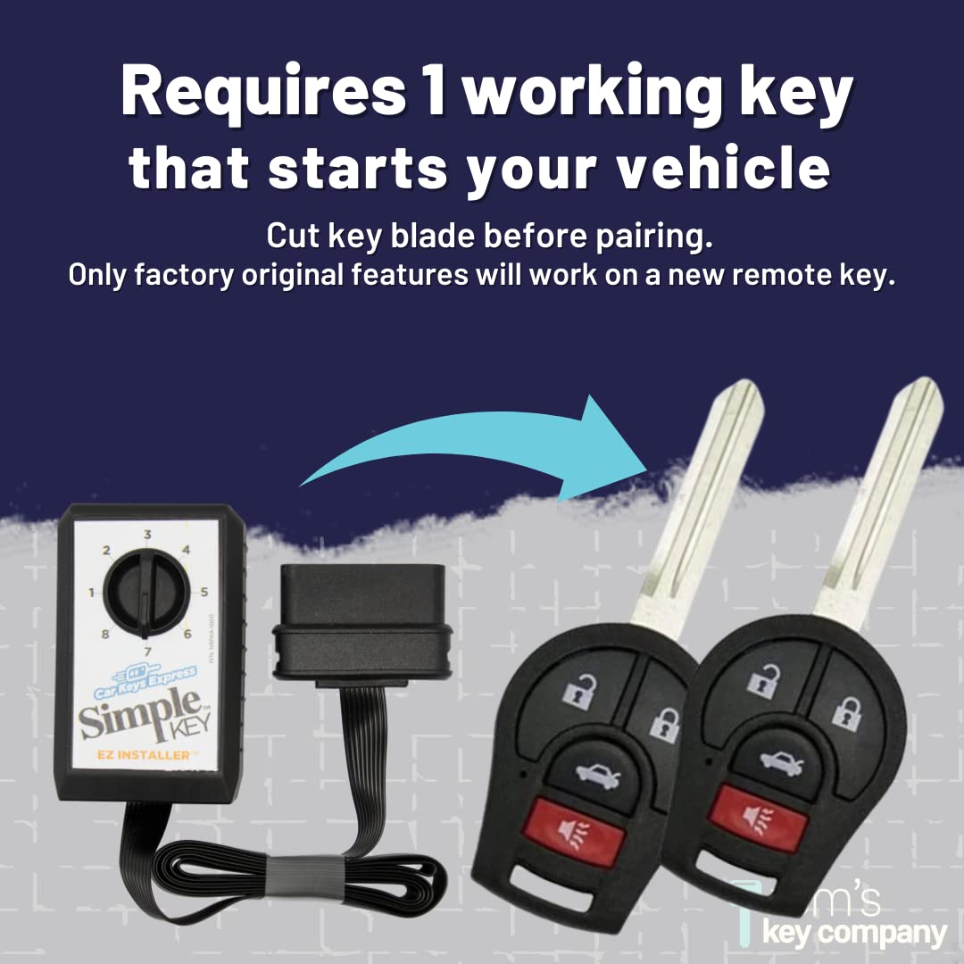 Simple Key Programmer Bundle with Two 4 Button Keys - Designed for Nissan Vehicles: Program Key Yourself (4 Button Key, 2 Keys)