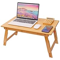 Lap Desk for Bed, COIWAI Bamboo Bed tary, Laptop Table, Foldable Floor Tray Bed Table Desk,Adjustable Height, Portable Picnic Desk Foldable,Serving Breakfast Tea Coffee in Bed Couch Floor