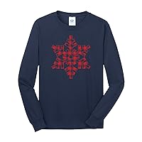 Threadrock Men's Red Plaid Snowflake Long Sleeve T-Shirt