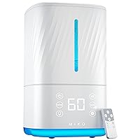 MIKO Humidifier With Cool and Warm Mist, Ultrasonic Humidifiers for Large Room & Bedroom- Water Filter, Auto Mode, No Leak Design, Sleep Mode, Built-in Timer, Humidifier for Babies & Home
