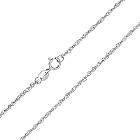 10K White Gold 1.5mm Singapore Rope Chain with Spring Ring Clasp