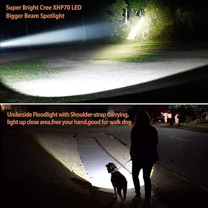 GEPROSMA Super Bright LED Large 4 Battery 10000mah Searchlight Handheld Spotlight Flashlight USB Rechargeable High Lumens Powered Spot Lights Hand Held Outdoor Flood Torch Camping Waterproof Boat