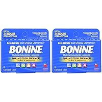 Bonine for Motion Sickness Chewable Tablets, Raspberry Flavored, 8 Each (Pack of 2)