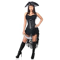 womens 4 Pc Black Pirate Captaincorset Costume