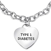 Personalize Customizable Link Chain Fashionable Red Medical identification ID Charm Bracelet Heart Shape Tag Engrave For Women Teen Silver Tone 7,7.5 Inch