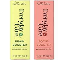 Brain Booster Roll On & Focus Booster Roll On Set - Essential Oils Aromatherapy Roll On with Essential Oil Set - 2x0.34 fl oz - Gya Labs