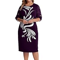 Beach Dresses for Women Women 2023 New Lady Elegant Knitting Lace Cape Dress Plus Size Fashion Printing Oneck